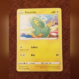 Brand new Pokemon Electrike 60 card, 2020. Unused, no signs of wear. New.